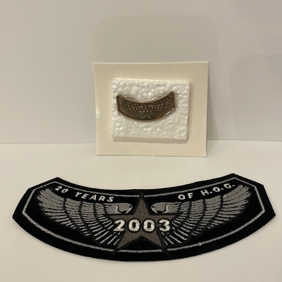 2003 Harley Davidson HOG Jacket Vest Wings Patch and Pin Badge - Picture 1 of 6